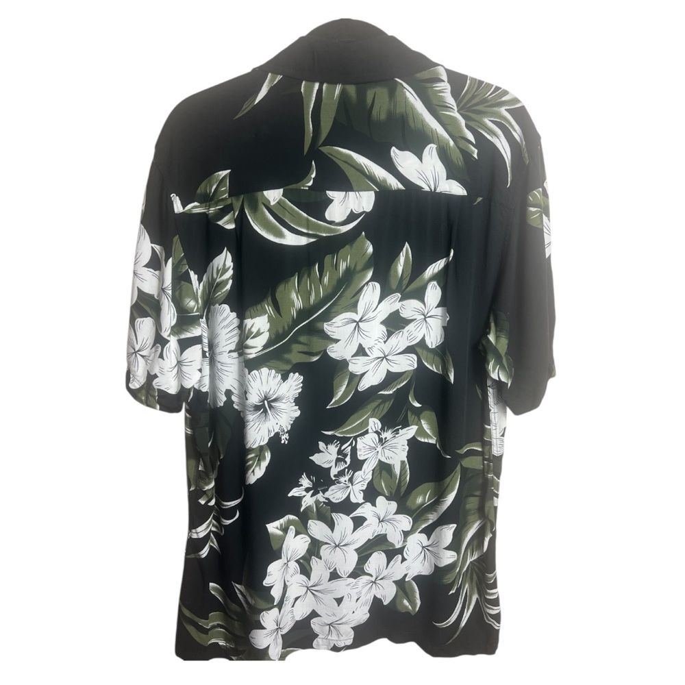 Favant Hawaii Short Sleeve Hawaiian Shirt Floral Tropical Button Black White - Picture 2 of 6